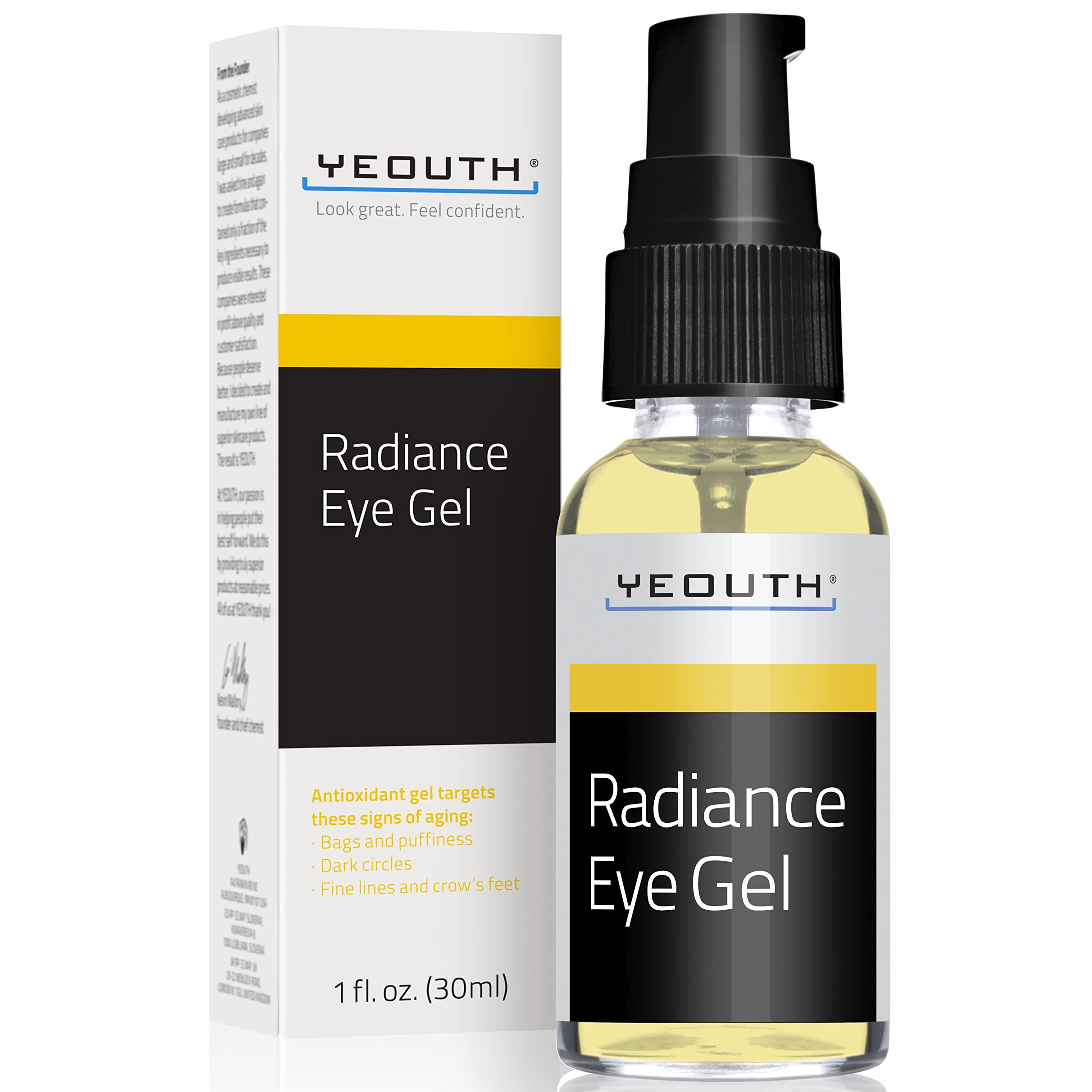 Best Anti Aging Eye Gel for Winkles, Dark Circles, Puffiness & Bags with Hyaluronic Acid and Tripeptide - 100% Money Back Guarantee